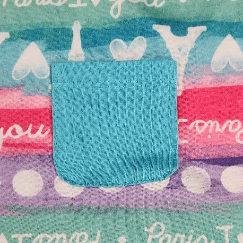 🧚‍♂️Steve Pink & Turquois Paris I Love You Eiffel Tower Nightgown Size 14